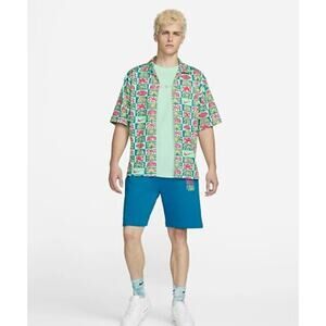 Nike Mesh Button-Up Hawaiian Resort Camp Shirt Men's Small DRI-FIT‎